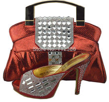 New rhinestone party shoe and bag matching set with free shipping by DHL at wholesale price