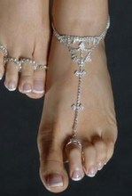 Wedding Bridal Sexy Rhinestone Barefoot Sandals Foot Bracelet Beach Foot Jewelry Cross Beads Anklets for Women