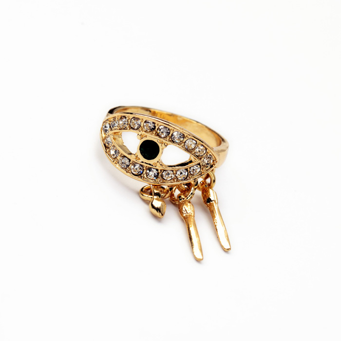 Canada Pop Female Shiny Gold Eyes Spike Personal Party Ring(China ...