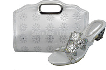 Silver matching shoe and bag in fashion design at wholesale and retail price