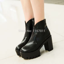 Trend autumn high heels fashion Top quality Genuine leather boots women Punk platform boots female ankle