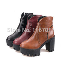 Trend autumn high heels fashion Top quality Genuine leather boots women Punk platform boots female ankle