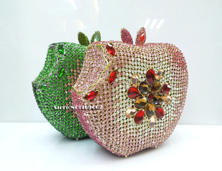 2014 New Style Luxury Crystal Apple Evening bag Socialite package Party bag Handbags Clutch High quality
