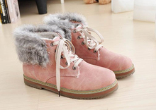 Hot 2014 fashion fur leather flat woman female ankle snow women boots for women and women winter shoes #Y1010018F