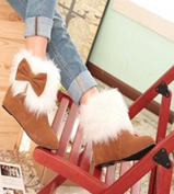 Free shipping The new winter 2014 female boots sweet bowknot flat boots