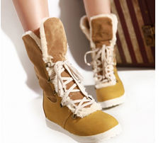 New 2014 hot sales sweet autumn fashion boots for women flats heel platform cotton padded shoes