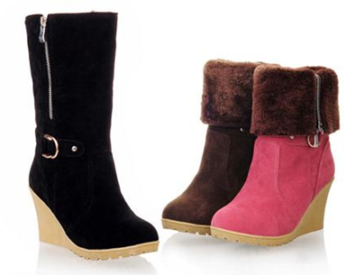 2014New fashion autumn and winter cotton padded wedges female sweet fashion boots for women high heels
