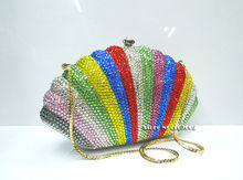 High end custom Colorful SHELLS shape crystal Evening bag handbag clutch High quality Metal cosmetic bag