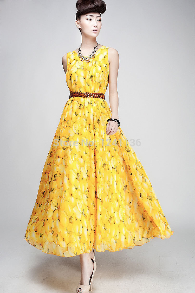 ... of yellow peach sundress with belt around the waist can be two weeks