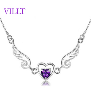 Angel lover 925 sterling silver necklace love women with ms natural amethyst necklace packages mailed free