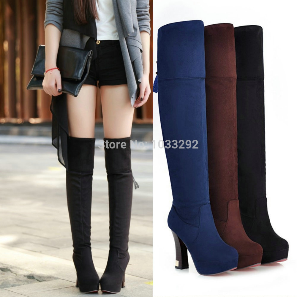 Women Platform Pumps Sexy High Heel Thigh High Boots Over the Knee Booties Shoes  us