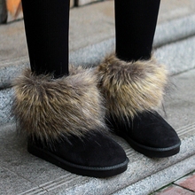 2014 New Arrival Big Size 35-40 Brown Black Yellow Fashion Sweet Casual Fur Warm Femal Women Girls Winter Snow Flat Boots X887