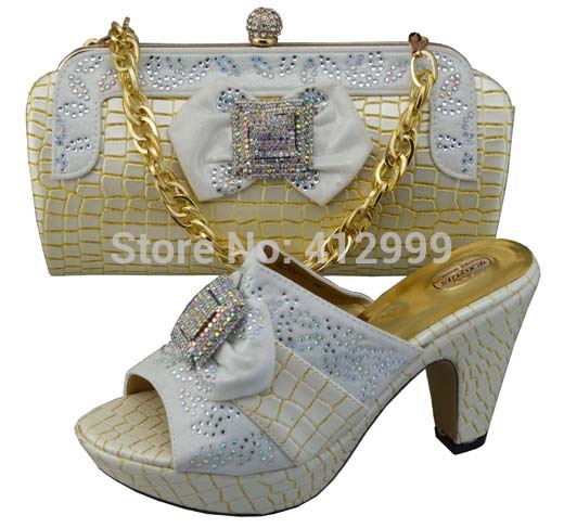 Free Shipping Italy shoes and matching bag set for women for wedding party good pu size