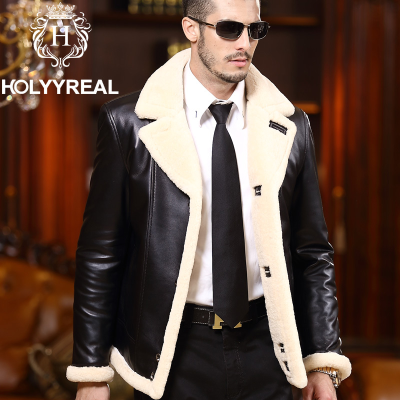 Fall-Brand New Men&39s Fashion Genuine Sheepskin Down Leather Coat
