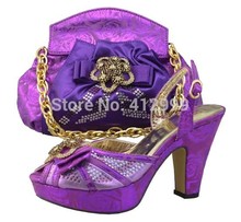 2014 New arrival fashion design Italian shoes and matching bags with stone, wedding high heel for women wine red,JB08