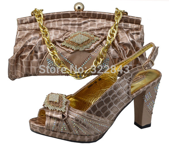 JB05 Free Shipping NEW ARRIVAL brown Italian matching shoes and bags for wedding african women clutch