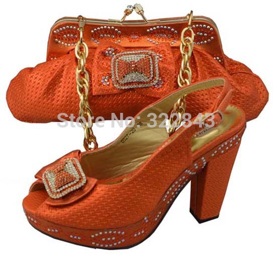 New arrival italian shoes and bag set high quality 4 0 inch women wedges for bridal