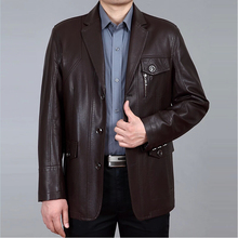 plus-size 4XL – 6XL 2014 spring men business leisure leather jacket thicken short stand collar men leather coat Free shipping