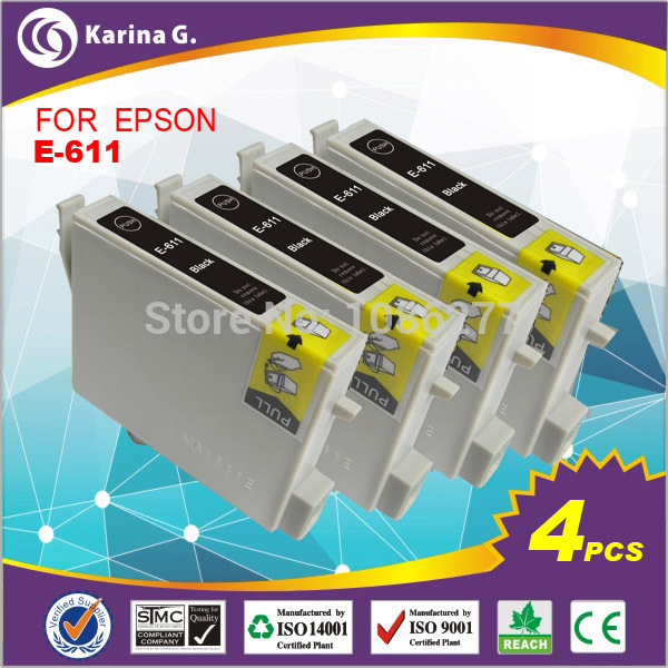 4PK black inkjet cartridge Cartucho de tinta for EPSON stylus D68 printers T0611 full dye ink