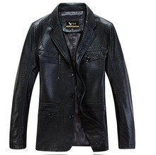 Free shipping 2014 Autumn, Winter men leather jacket turndown collar leisure business men leather coat M ~ XXXL