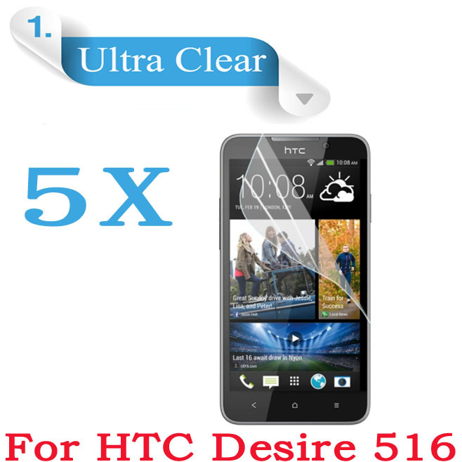 For HTC Desire 516 dual sim Quad core Mobile phone Ultra Clear Front Protective Film 5pcs