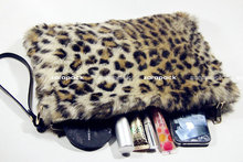 Fashion Designer Leopard women handbag Runway style Faux Fur clutch Purse Celebrity love