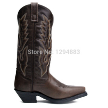 COWBOY BOOTS WESTERN BOOTS WOMENS BOOTS GENUINE LEATHER mid calf fashion Couple Fashion Leather Boots