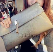2014 European and American big burst crack folded envelope clutch bag  women’s handbag shoulder bag medium size PU evening bag