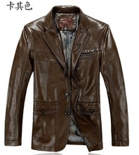 2014 men business leisure turndown collar leather jacket thicken short fashion men leather coat M – 3XL Free shipping