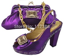 Hot sales African ladies Shoes and Matching Bag set with free shipping JB07purple