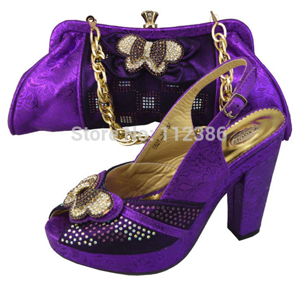 New arrival free shipping Africa Fashion Shoes and Matching bag  JB06 purple