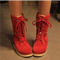 Fashion Women comfort flats Lace up round toes Ankle Winter Warm boots Plus Size boots factory