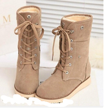 Fashion Women comfort flats Lace up round toes Ankle Winter Warm boots Plus Size boots factory