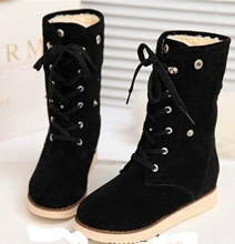 Fashion Women comfort flats Lace up round toes Ankle Winter Warm boots Plus Size boots factory
