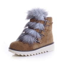 2014 New Arrival Black Yellow Pink Beige Buckel Fashion Sweet Warm Fur Femal Women Winter Snow Flats Boots X891