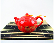 Chinese porcelain tea set pigmented tea pot with infuser holes dragon handpainted pot with string ceramic teapot made in China