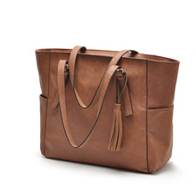 Brief Style Fashion Leather Tassels Women Bag Casual Brand Shoulder Bag Women Tote Bag Brown Color