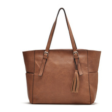 Brief Style Fashion Leather Tassels Women Bag Casual Brand Shoulder Bag Women Tote Bag Brown Color