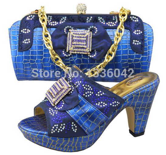 Nice looking Italian lady High heel shoes Item JB02 4 blue 5color with bag sets for