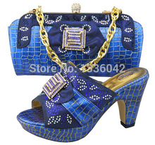 Nice looking Italian lady High heel shoes Item:JB02-4 blue.5color with bag sets for party on sale.