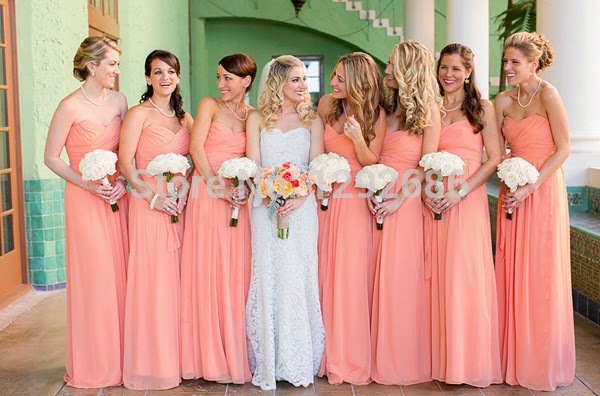 Coral Pink Bridesmaid Dresses