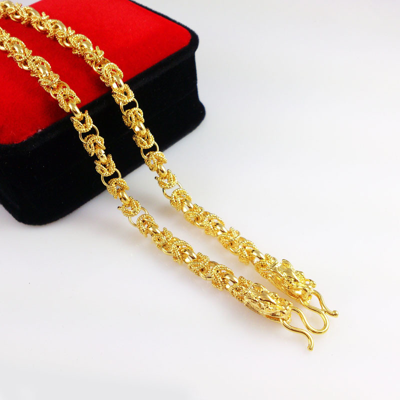 2014 New 24k Gold Dragon Head Necklaces Fashion Men s Jewlery Free Shipping Fine Accessories Wholesale