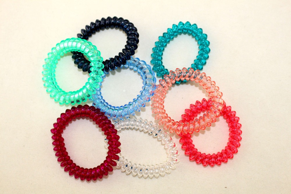 3cm 10pcs lot Cheap Telephone Line Gum mix Colored Elastic Hair Band For Girl Rope Jewelry