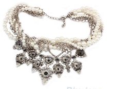 Women Hot Fashion Chain Pearl Layers Crystal Bib Statement Necklaces Pendants Choker