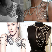 NEW ARRIVALS WOMEN FASHION CHAINS SHOULDER JEWELRY DIFFERENT STYLES SHOULDER BODY CHAINS JEWELRY 3 COLORS