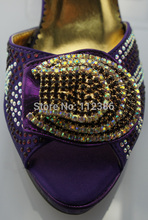 Free shipping New arrival african shoes and matching bag set with rhineston italian ladies high heels