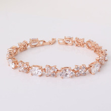 High Quality 2014 Fashion Jewelry Bracelets White Stones 18K Gold Filled CZ Beautiful Charm Bracelet Women Free Shipping L114b