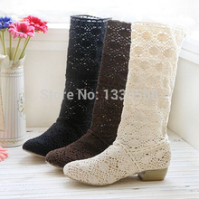 Free shipping 2014 Fashion Women Cutout Knitted Summer Cool Straight Female Bow Stiletto Boots Top Quality Women Shoes