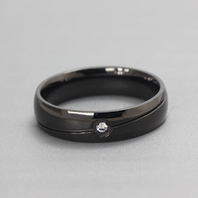minorder 10 mens jewelry black rhinestone rings stainless steel wedding ring fashion engagement ring hot sale
