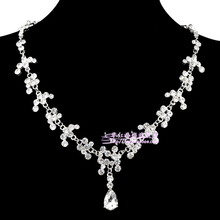 Free shipping the bride crystals jewelry frontal decorated crown necklace earrings three piece marriage jewelry